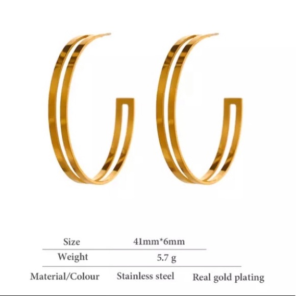 💛18K gold plated round  hollow earrings - Picture 3 of 8